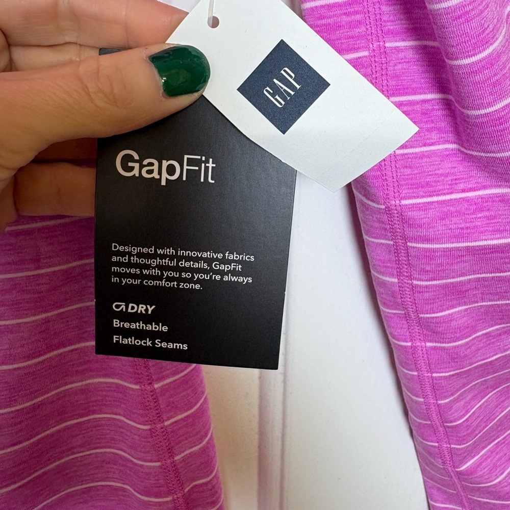 GapFit Hot Pink Stripe Performance Hoodie Athletic Running Yoga XS - Picture 4 of 9